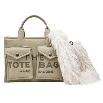 THE MEDIUM CARGO TOTE BAG IN CANVAS WITH FAUX FUR